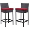 Modway EEI-1281-EXP-RED Lift Bar Stool Outdoor Patio Set Of 2 In Espresso Red