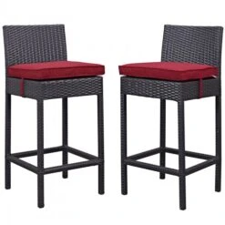 Modway EEI-1281-EXP-RED Lift Bar Stool Outdoor Patio Set Of 2 In Espresso Red