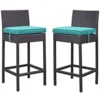 Modway EEI-1281-EXP-TRQ Lift Bar Stool Outdoor Patio Set Of 2 In Espresso Turquoise