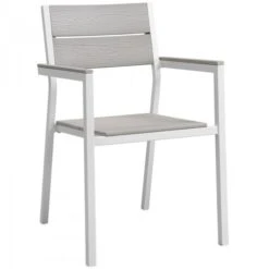 Modway EEI-1506-WHI-LGR Maine Dining Outdoor Patio Armchair In White Light Gray