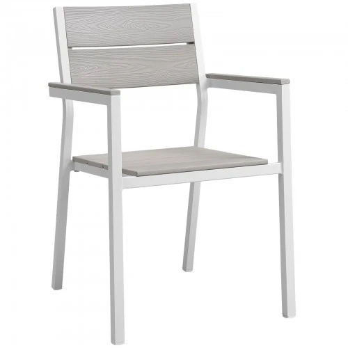 Modway EEI-1506-WHI-LGR Maine Dining Outdoor Patio Armchair In White Light Gray 1 Modway EEI-1506-WHI-LGR Maine Dining Outdoor Patio Armchair In White Light Gray