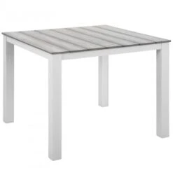 Modway EEI-1507-WHI-LGR Maine 40" Outdoor Patio Dining Table In White Light Gray