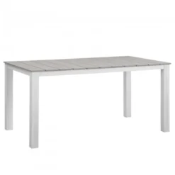 Modway EEI-1508-WHI-LGR Maine 63" Outdoor Patio Dining Table In White Light Gray