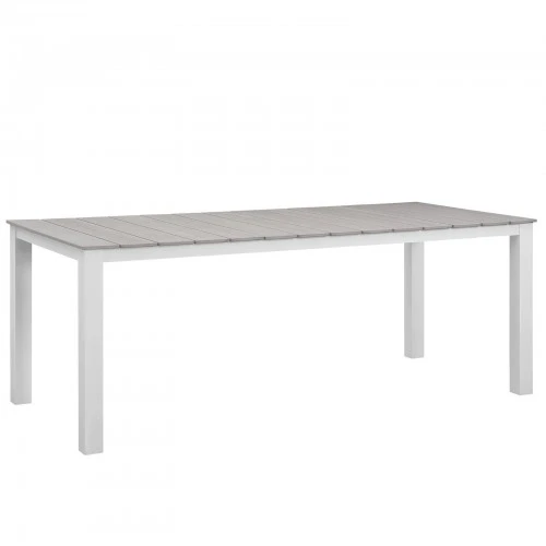 Modway EEI-1509-WHI-LGR Maine 80" Outdoor Patio Dining Table In White Light Gray 1 Modway EEI-1509-WHI-LGR Maine 80" Outdoor Patio Dining Table In White Light Gray