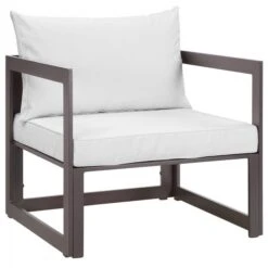 Modway EEI-1517-BRN-WHI Fortuna Outdoor Patio Armchair In Brown White