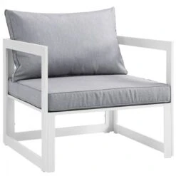 Modway EEI-1517-WHI-GRY Fortuna Outdoor Patio Armchair In White Gray