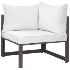 Modway EEI-1518-BRN-WHI Fortuna Corner Outdoor Patio Armchair In Brown White