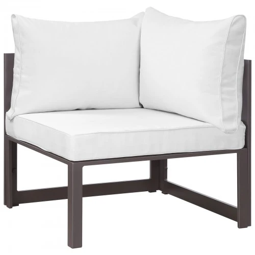 Modway EEI-1518-BRN-WHI Fortuna Corner Outdoor Patio Armchair In Brown White 1 Modway EEI-1518-BRN-WHI Fortuna Corner Outdoor Patio Armchair In Brown White