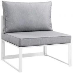 Modway EEI-1520-WHI-GRY Fortuna Outdoor Patio Armless Chair In White Gray
