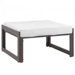 Modway EEI-1521-BRN-WHI Fortuna Outdoor Patio Ottoman In Brown White