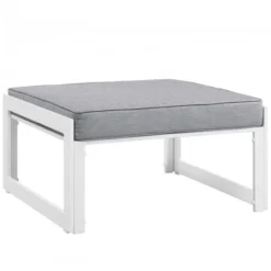 Modway EEI-1521-WHI-GRY Fortuna Outdoor Patio Ottoman In White Gray