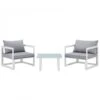 Modway EEI-1722-WHI-GRY-SET Fortuna 3 Piece Outdoor Patio Sectional Sofa Set In White Gray