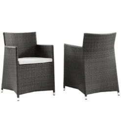 Modway EEI-1738-BRN-WHI-SET Junction Armchair Outdoor Patio Wicker Set Of 2 In Brown White