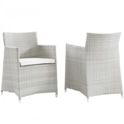 Modway EEI-1738-GRY-WHI-SET Junction Armchair Outdoor Patio Wicker Set Of 2 In Gray White