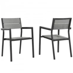Modway EEI-1739-BRN-GRY-SET Maine Dining Armchair Outdoor Patio Set Of 2 In Brown Gray