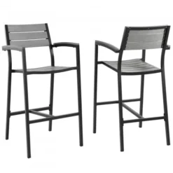 Modway EEI-1740-BRN-GRY-SET Maine Bar Stool Outdoor Patio Set Of 2 In Brown Gray