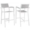 Modway EEI-1740-WHI-LGR-SET Maine Bar Stool Outdoor Patio Set Of 2 In White Light Gray