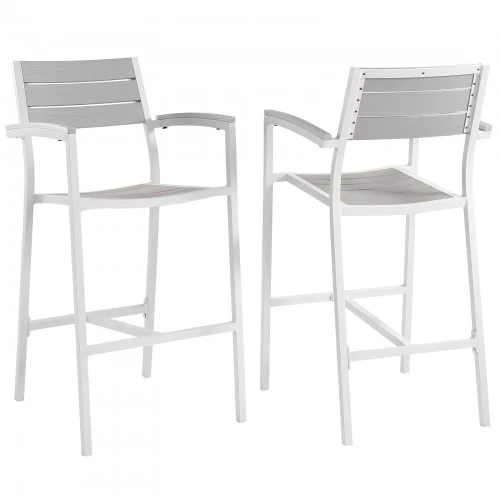 Modway EEI-1740-WHI-LGR-SET Maine Bar Stool Outdoor Patio Set Of 2 In White Light Gray 1 Modway EEI-1740-WHI-LGR-SET Maine Bar Stool Outdoor Patio Set Of 2 In White Light Gray