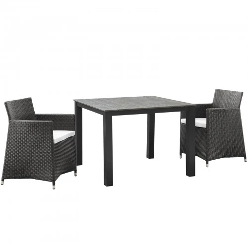 Modway EEI-1742-BRN-WHI-SET Junction 3 Piece Outdoor Patio Wicker Dining Set In Brown White 1 Modway EEI-1742-BRN-WHI-SET Junction 3 Piece Outdoor Patio Wicker Dining Set In Brown White