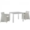 Modway EEI-1742-GRY-WHI-SET Junction 3 Piece Outdoor Patio Wicker Dining Set In Gray White