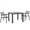Modway EEI-1743-BRN-GRY-SET Maine 3 Piece Outdoor Patio Dining Set In Brown Gray
