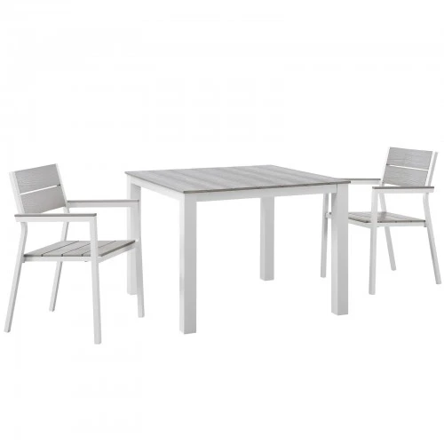 Modway EEI-1743-WHI-LGR-SET Maine 3 Piece Outdoor Patio Dining Set In White Light Gray 1 Modway EEI-1743-WHI-LGR-SET Maine 3 Piece Outdoor Patio Dining Set In White Light Gray