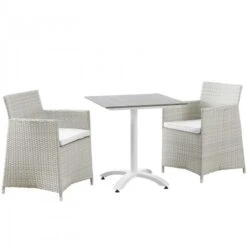 Modway EEI-1758-GRY-WHI-SET Junction 3 Piece Outdoor Patio Dining Set In Gray White