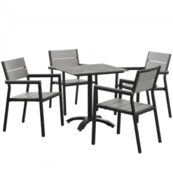 Modway EEI-1761-BRN-GRY-SET Maine 5 Piece Outdoor Patio Dining Set In Brown Gray