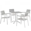Modway EEI-1761-WHI-LGR-SET Maine 5 Piece Outdoor Patio Dining Set In White Light Gray