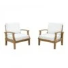 Modway EEI-1819-NAT-WHI-SET Marina 2 Piece Outdoor Patio Teak Sofa Set In Natural White