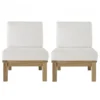 Modway EEI-1821-NAT-WHI-SET Marina 2 Piece Outdoor Patio Teak Sofa Set In Natural White