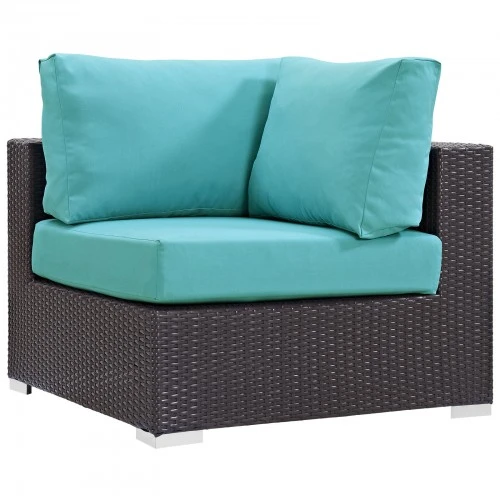 Modway EEI-1840-EXP-TRQ Convene Outdoor Patio Corner In Espresso Turquoise 1 Modway EEI-1840-EXP-TRQ Convene Outdoor Patio Corner In Espresso Turquoise