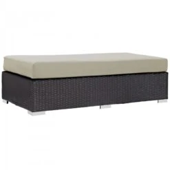 Modway EEI-1847-EXP-BEI Convene Outdoor Patio Fabric Rectangle Ottoman In Espresso Beige