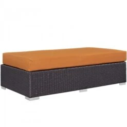 Modway EEI-1847-EXP-ORA Convene Outdoor Patio Fabric Rectangle Ottoman In Espresso Orange