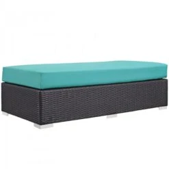 Modway EEI-1847-EXP-TRQ Convene Outdoor Patio Fabric Rectangle Ottoman In Espresso Turquoise