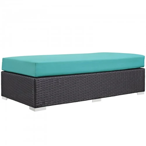Modway EEI-1847-EXP-TRQ Convene Outdoor Patio Fabric Rectangle Ottoman In Espresso Turquoise 1 Modway EEI-1847-EXP-TRQ Convene Outdoor Patio Fabric Rectangle Ottoman In Espresso Turquoise