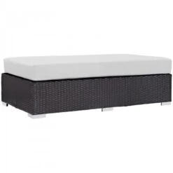 Modway EEI-1847-EXP-WHI Convene Outdoor Patio Fabric Rectangle Ottoman In Espresso White