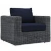 Modway EEI-1864-GRY-NAV Summon Outdoor Patio Fabric Sunbrella Armchair In Canvas Navy
