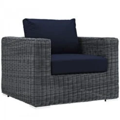 Modway EEI-1864-GRY-NAV Summon Outdoor Patio Fabric Sunbrella Armchair In Canvas Navy