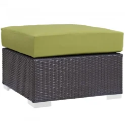 Modway EEI-1911-EXP-PER Convene Outdoor Patio Fabric Square Ottoman In Espresso Peridot