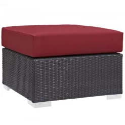Modway EEI-1911-EXP-RED Convene Outdoor Patio Fabric Square Ottoman In Espresso Red