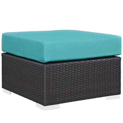Modway EEI-1911-EXP-TRQ Convene Outdoor Patio Fabric Square Ottoman In Espresso Turquoise 1 Modway EEI-1911-EXP-TRQ Convene Outdoor Patio Fabric Square Ottoman In Espresso Turquoise
