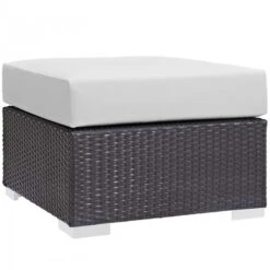 Modway EEI-1911-EXP-WHI Convene Outdoor Patio Fabric Square Ottoman In Espresso White