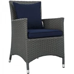 Modway EEI-1924-CHC-NAV Sojourn Dining Outdoor Patio Sunbrella Armchair In Canvas Navy