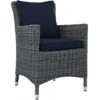 Modway EEI-1935-GRY-NAV Summon Dining Outdoor Patio Sunbrella Armchair In Canvas Navy