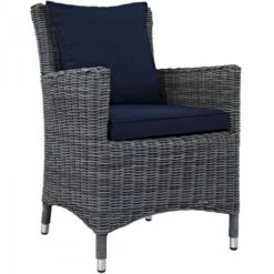 Modway EEI-1935-GRY-NAV Summon Dining Outdoor Patio Sunbrella Armchair In Canvas Navy