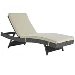Modway EEI-1985-CHC-BEI Sojourn Outdoor Patio Sunbrella Chaise In Antique Canvas Beige