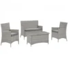Modway EEI-2212-LGR-GRY Bridge 4 Piece Outdoor Patio Conversation Set In Light Gray
