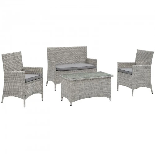 Modway EEI-2212-LGR-GRY Bridge 4 Piece Outdoor Patio Conversation Set In Light Gray 1 Modway EEI-2212-LGR-GRY Bridge 4 Piece Outdoor Patio Conversation Set In Light Gray
