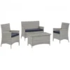 Modway EEI-2212-LGR-NAV Bridge 4 Piece Outdoor Patio Conversation Set In Light Gray Navy